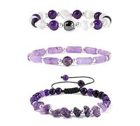 Natural Amethysts Bracelet Set Body-purify Slimming Stone Bracelets for Women Men Loss Weight Jewelry,Amethyst Set,19cm
