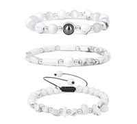 Natural Amethysts Bracelet Set Body-purify Slimming Stone Bracelets for Women Men Loss Weight Jewelry,White Howlite Set,19cm