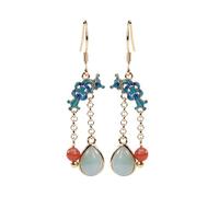Natural an Jade Water Drop earrings woman Cloisonne Blue Orchid Blue Enamel Light Luxury Tassel Earring Wedding Jewelry