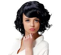 Natural and Comfortable Women's Oblique Bangs Pixie Cut Short Wigs Heat-Resistant Synthetic Short Curly Wigs Suitable for Daily Party Cosplay use Black,12in (Black 12in)