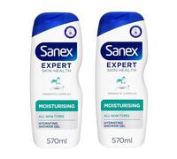 Natural and Gentle Shower Gel Bundle for Sensitive Skin - with Sanex Skin Expert Moisturising 2 x 570ml - Cleanses, Hydrates and Protects
