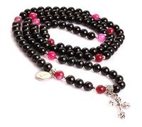 Natural Anglican Muslim Catholic Christian Episcopal Prayer Rosary Beads Bracelet for Women/Men 30‘’ (Tourmaline/6MM)