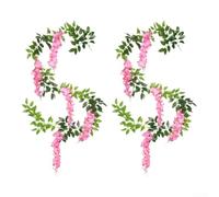 Natural Appearance Artificial Wisteria Garland for Use in Window Frames and Ceiling Suspension Displays (light red)