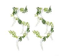 Natural Appearance Artificial Wisteria Garland for Use in Window Frames and Ceiling Suspension Displays (White)
