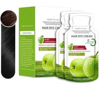 Natural Apple Hair Dye CREAM, Does Not Stick To Scalp, Long-Lasting Rich Tones, Shampoo for Men and Women, Herbal Apple Dye Extract Cream, Instant Hairstyle Cream Dye (Natural black)
