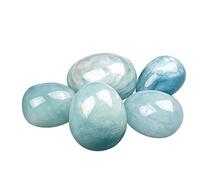 Natural Aquamarine Egg-Shaped Handheld Stone Polished Raw Gem Mineral Specimen Hand-Holding Playing 5pcs 2.5-3cm(2.5cm)