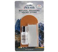 Natural Arkansas Pocket Stone Kit, Sharpening Stones and Premium Honing Oil for Small Blades and Lures, 4 x 1-5/8 x 1/2-Inch Whetstone with Vegan Leather Case, by RH Preyda