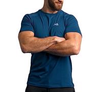 Natural Athlet Slim-Fit Fitness T-Shirt for Men - Long Quick-Drying Gym T-Shirt - Bodybuilding, Strength and Sports, blue, S