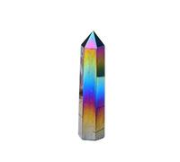 Natural Aura Obsidian Crystal Point Electroplated Stone Energy Quartz for Home Decoration Tower Obelisk(50-60mm)