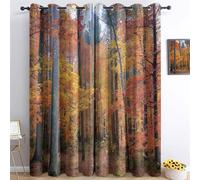 Natural Autumn Jungle Curtains - Eyelet Thermal Insulated Blackout Window Drapes for Bedroom Living Room Nursery Playroom - Orange Color, W 46" x L 90" (2 Panels)