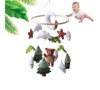 Natural Baby Mobile, Woodland Bear Hanging Mobile with Pine Trees, Nursery Decor for Newborn 0-12 Months, Gender Neutral Cot Mobile (Green)