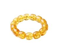 Natural Baltic Amber Bracelet 14mm Smooth Round Gemstone Golden Honey Color Handmade 7 Inch Stretch Jewelry Genuine Fossilized Tree Resin Organic Inclusions |LK_1B_00142