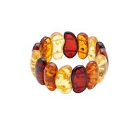 Natural Baltic Amber Bracelet 20x40mm Fancy Smooth Gemstone Genuine Fossil Resin Handmade 7 Inch Stretch Jewelry Multicolor Organic Crystal Natural Inclusions |LK_1B_00135