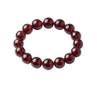 Natural Baltic Amber Gemstone Bracelet 16mm Smooth Round Dark Cherry Red Beads 7 Inch Stretch Elastic Handmade Lightweight Fossil Resin Jewelry with Natural Organic Inclusions |LK_1B_00155