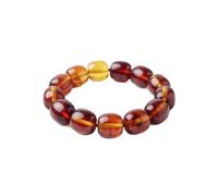 Natural Baltic Amber Gemstone Bracelet 20MM Smooth Barrel Beads Stretchable 7 Inch Handmade Crystal Healing Jewelry for Men Women Gift |LK_1B_00161