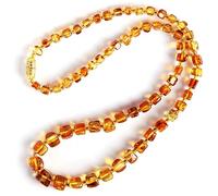 Natural Baltic Amber necklace for Adults Women or Men/Baroque Shape Polished Amber Beads Certified Amber Jewelry/Handmade Gemstone necklace (Piebald amber tower chain)