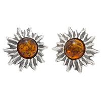 NATURAL BALTIC AMBER STERLING SILVER 925 Earrings Stud Sun Jewellery Gemstone
