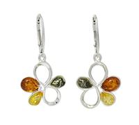 NATURAL BALTIC AMBER Womans Jewellery Multicoloured STERLING SILVER 925 Earrings Droop Dangle