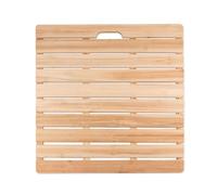 Natural Bamboo Bath Mat - Multi-Purpose Waterproof Non-Slip Wooden Shower Tray for Kitchen & Bathroom, Rectangle Design (60x50cm/24x20in)