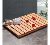 Natural Bamboo Bath Mat Non-Slip Shower Platform Waterproof Wooden Mat (120 x 55 cm) Ideal for Home Decor & Spa Durable Rectangular Design