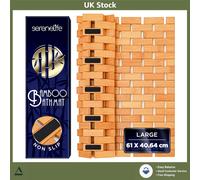 Natural Bamboo Bath Shower Mat Rollable Non-Slip 40x60 cm Slatted Design