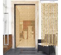 Natural Bamboo Beaded Curtain - Decorative Door Divider Mosquito Net Panel Wall Hanging with Eco-Friendly Wooden Beads Stylish Home Decor for Privacy & ct Protection