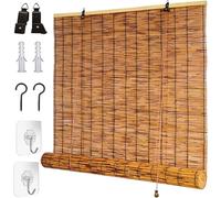 Natural Bamboo Blinds 60 90 100 120 145 160 181cm Wide Curtain Roller Blind Sunshade Bamboo Roll Up Anti-UV Outdoor Roller Blinds Roman Shades Lifting Shutters for Windows Door Curtain Kitchen Patio