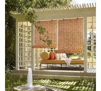 Natural Bamboo Blinds for Windows Light Filtering Roller Shades for Patio Breathable Bamboo Roll up Blinds Outdoor with Lift Customizable Window Dressing Easy Installation for Garden Balcony Homes(Car