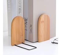 Natural Bamboo Bookend Large Capacity Office Book Ends Anti Slip Book Stand Holder Bookshelf Ends for Home Office Library School Study Decoration 2 Pcs