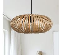 Natural Bamboo Ceiling Lightshade, Wicker Cane Easy Fit Pendant Shade, No Wiring Required, Height 18 cm Diameter 39 cm