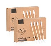 Natural Bamboo Cotton Swabs, Eco-Friendly & Biodegradable - Comfortable and Soft,Plastic Free Double Ear Sticks for Ears Cleaning and Makeup,Dirt Removal,crafts,painting (White-200pcs)