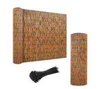 Natural Bamboo Fence Panel - 1x50ft Bamboo Wall Covering Rolls for Garden Balcony Porch - Easy to Inll & Cut Outdoor Fencing in Brown