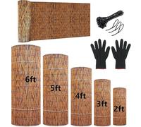 Natural Bamboo Fence Roll, Balcony Privacy Screen, Decorative Eco-Friendly Reeds Fencing for Outdoor Patio Backyard Garden Privacy Fence Sun Shade(Brown,H110xL100cm)