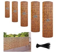 Natural Bamboo Fencing Roll - Decorative Bamboo Screens for Outdoor Gardens Patios & Backyards - 2ft 3ft 4ft 5ft Tall withNylon Ties (H3xL33ft) - Eco-Friendly Privacy Solution