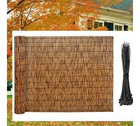 Natural Bamboo Fencing Roll - Privacy Screen for Yard Garden Balcony Pool - Adjustable Height 2.6ft to 4.6ft 110x500CM (43x197in) - Eco-Friendly Outdoor Decor