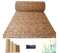 Natural Bamboo Fencing Rolls 1-6 Feet High - Decorative Outdoor for Balcony Patio Backyard - Yellow & White Wire 24ft Long