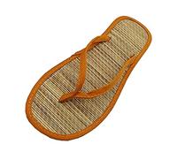 Natural Bamboo Flip Flops Women Slippers Toe Separator Summer Mules Flower Sandals Flat Comfortable Non-Slip Silent Bamboo Rattan Flop Slippers
