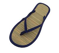 Natural Bamboo Flip Flops Women Slippers Toe Separator Summer Mules Flower Sandals Flat Comfortable Non-Slip Silent Bamboo Rattan Flop Slippers