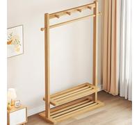 Natural Bamboo Freestanding Clothes Rack - Stylish Coat Hanger for Living Room & Bedroom - Space-Saving Wooden Garment nizer - Eco-Friendly Storage Solution