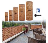 Natural Bamboo Garden Fencing Rolls 1.2ft-7.5ft High, 3.3ft-50ft Long, for Outdoor Patio, Backyard, Balcony Railing - Brown (5x7.5ft)