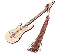 Natural Bamboo Guitar Shaped Bookmark with Tassel - Chinese Style Vintage Bookmarks for Readers, Teachers, Students, DIY Projects, and Gift Tags - Aesthetic Personalized Gift for Men, Women