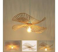 Natural Bamboo Hanging Lamp Hand-Woven Bamboo Pendant Lamp Height Adjustable E27 Chandelier Lighting Villa Bedroom Living Room Decoration Hanging Light Bamboo Restaurant Cafe bar Ceiling Lamp,65cm