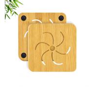 NATURAL BAMBOO HEAT PAD TRIVET SET NON SLIP SQUARE KITCHEN POT HOLDERS WORKTOP PROTECTOR FOR HOT PANS DISHES AND TEAPOTS (1)