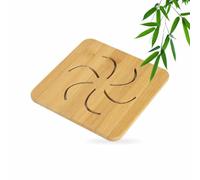 NATURAL BAMBOO HEAT PAD TRIVET SET NON SLIP SQUARE KITCHEN POT HOLDERS WORKTOP PROTECTOR FOR HOT PANS DISHES AND TEAPOTS (2)