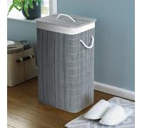 COUNTRY CLUB 124024870 Bamboo Grey Eco-Friendly Hamper Laundry Basket with Lid, 40cmx30cmx60cm