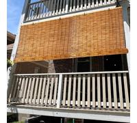 Natural Bamboo Outdoor Roller Shades Waterproof & Opaque Easy to Clean Perfect for Balconies Gardens Terraces - 24x47in/60x120cm