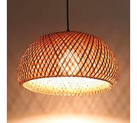 Natural Bamboo Pendant Lights Rattan Weaving Hanging Lamp Dining Room Chandelier Retro Pendant Lamp Adjustable Height Ceiling Lamp Living Room Bedroom Corridor Restaurant Hotel Decorative Lamps,38cm