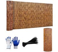 Natural Bamboo Privacy Fence Roll Weatherproof Screen for Outdoor Garden Cuttable Balcony Divider 5ft Height x 20ft Length Ideal for Patio Pool Yard and Wall