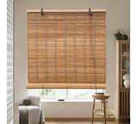 Natural Bamboo Roll Up Window Blind Garden Bamboo Roll Up Shades Breathable Filter Light Bamboo Shades Indoor Anti-UV Bamboo Roller Blinds 50cm-170cm Wide For Partition/Decoration(W50xH110cm)
