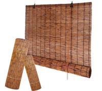 Natural Bamboo Roller Blind - Light Filtering Window Shade for Indoor & Outdoor Privacy Sun Shade with Mounting Kit - Rustic Woven Curtain for Home, Kitchen, Patio 40-160cm width(60x120cm)